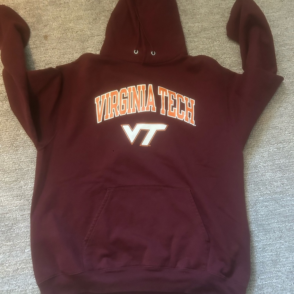 Virginia Tech Hokies Champion Hoodie Maroon Men’s Size Medium Great Cond Vintage